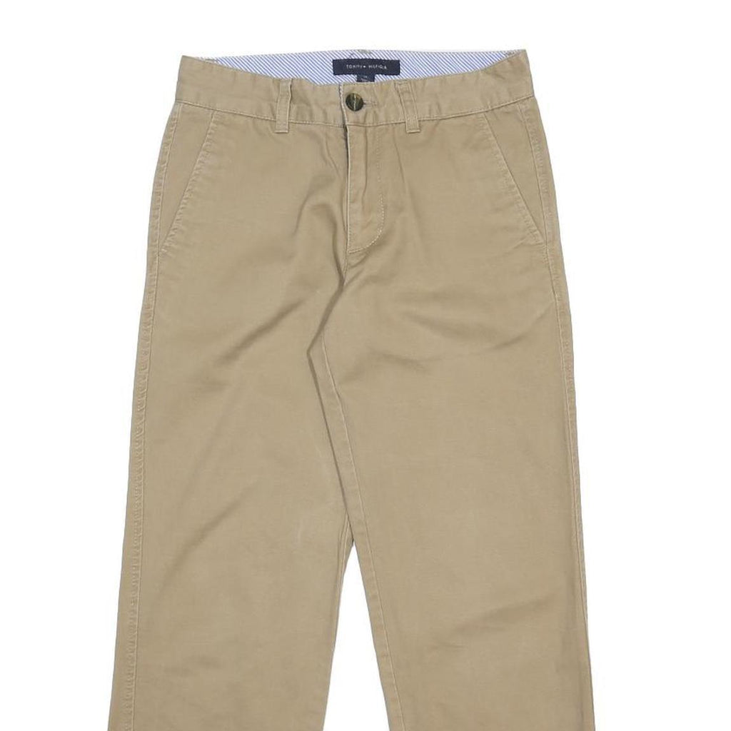TOMMY HILFIGER Womens Cotton Beige Regular Fit Straight Trousers W26 L25 Classic