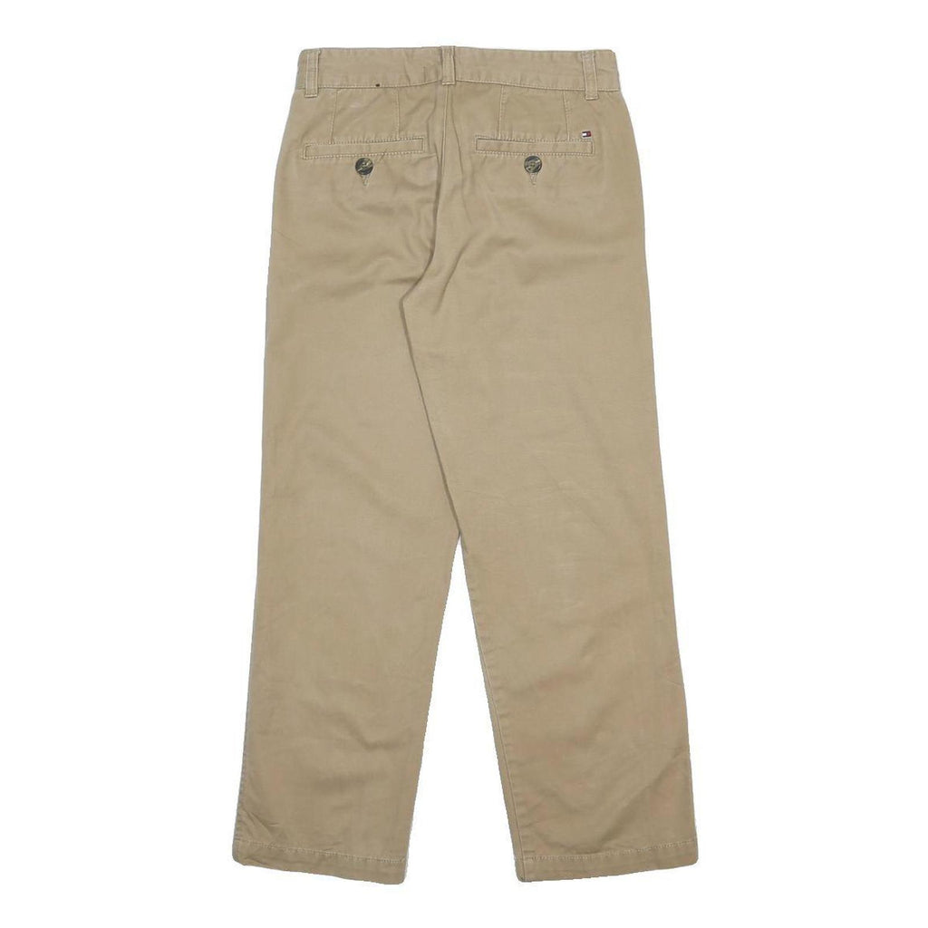 TOMMY HILFIGER Womens Cotton Beige Regular Fit Straight Trousers W26 L25 Classic