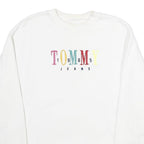 TOMMY HILFIGER Mens White Crew Neck M Sweatshirt Cotton Pullover Casual