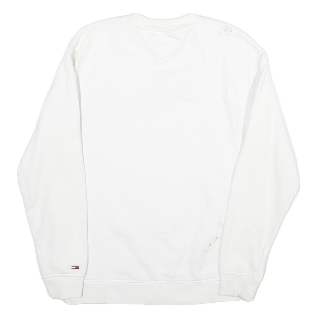 TOMMY HILFIGER Mens White Crew Neck M Sweatshirt Cotton Pullover Casual