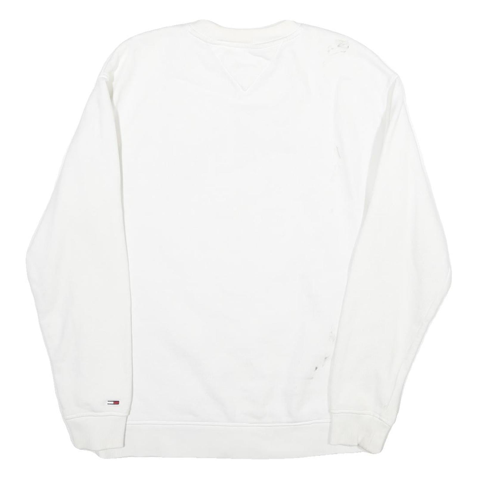 TOMMY HILFIGER Mens White Crew Neck M Sweatshirt Cotton Pullover Casual