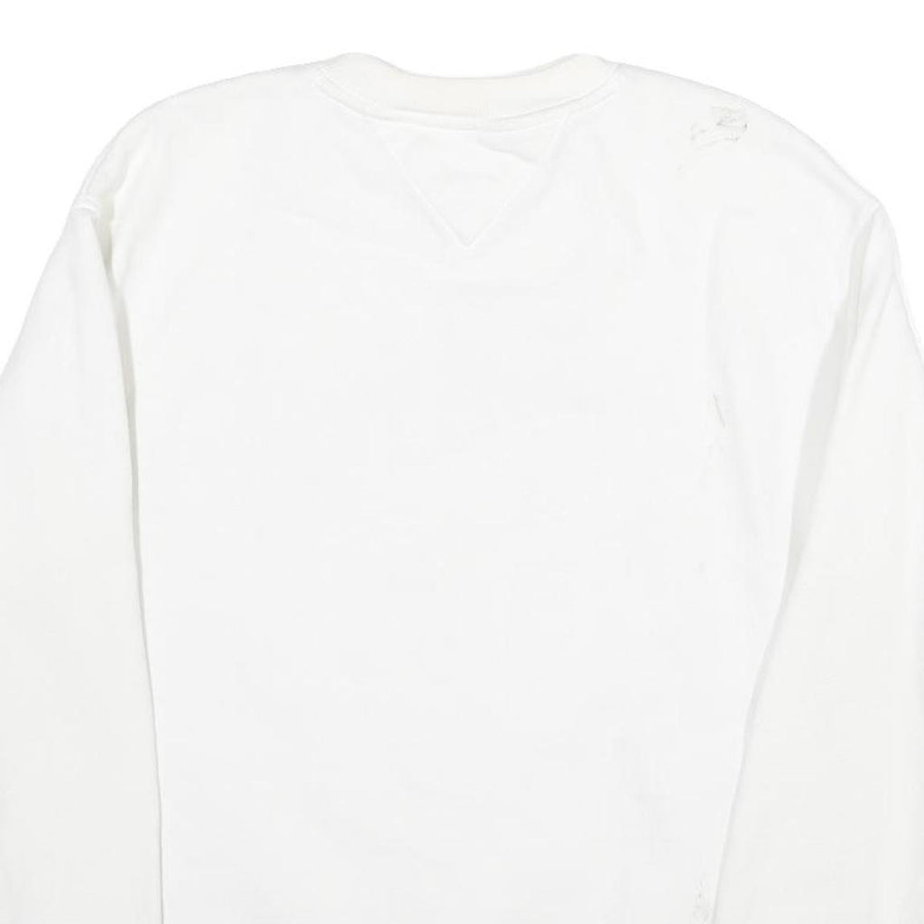 TOMMY HILFIGER Mens White Crew Neck M Sweatshirt Cotton Pullover Casual