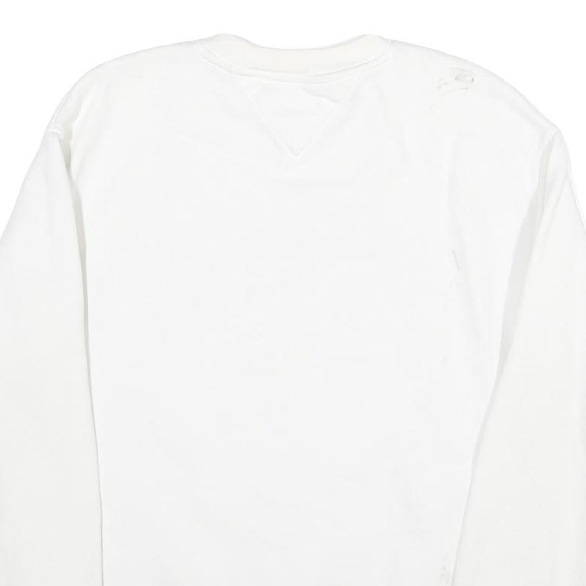TOMMY HILFIGER Mens White Crew Neck M Sweatshirt Cotton Pullover Casual