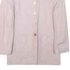 Womens Pale Pink Linen Blend Button Jacket UK 10 Plain Classic Long Sleeve