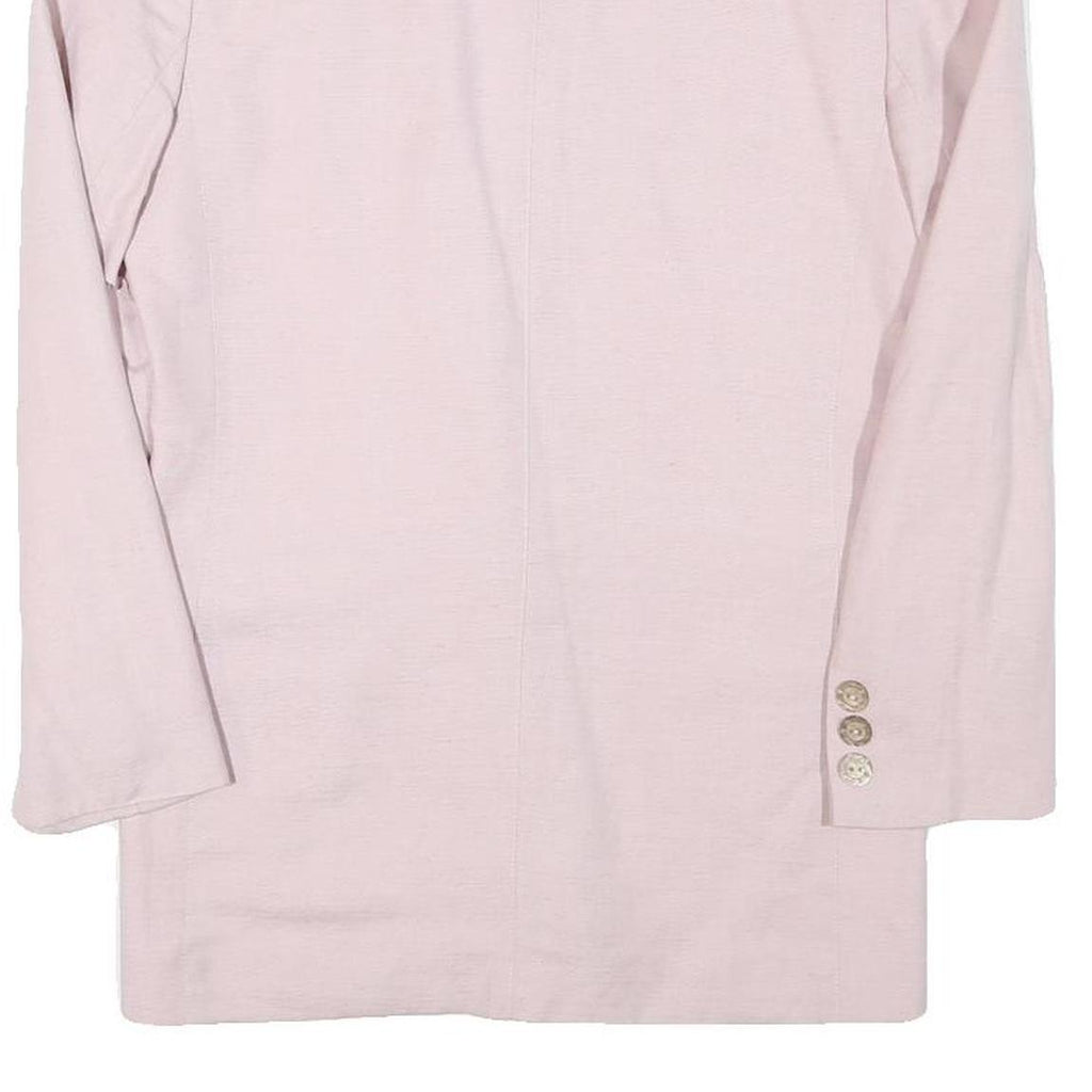Womens Pale Pink Linen Blend Button Jacket UK 10 Plain Classic Long Sleeve