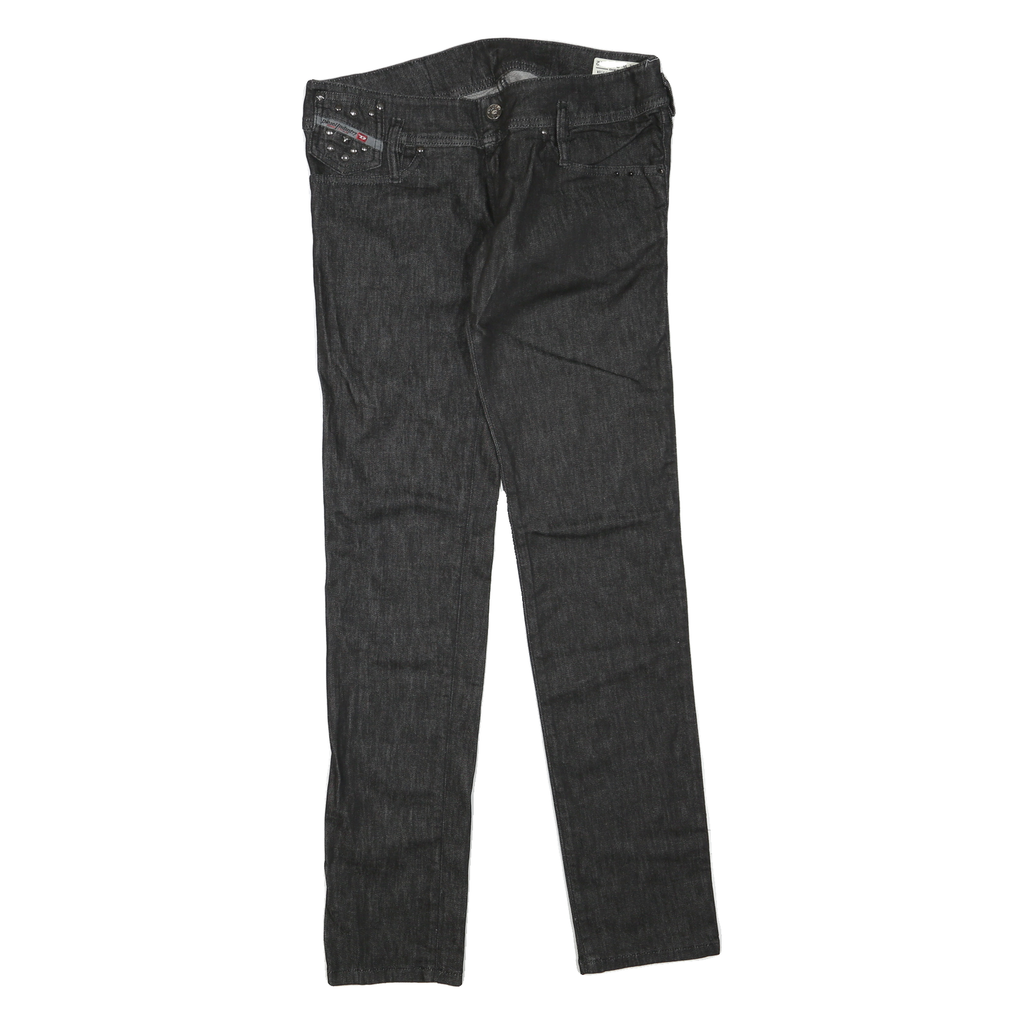DIESEL Womens Regular Fit Black Denim Jeans Cotton Blend W28 L32 Stylish Zip