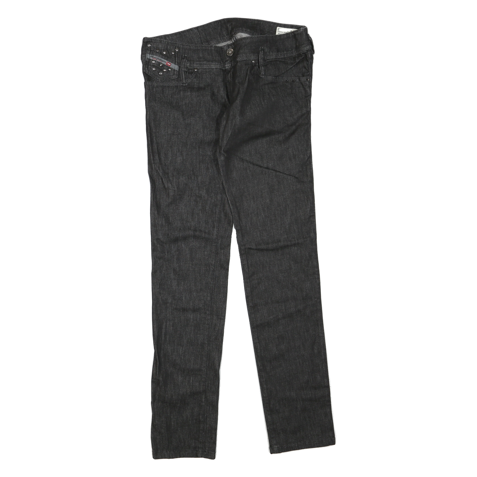 DIESEL Womens Regular Fit Black Denim Jeans Cotton Blend W28 L32 Stylish Zip