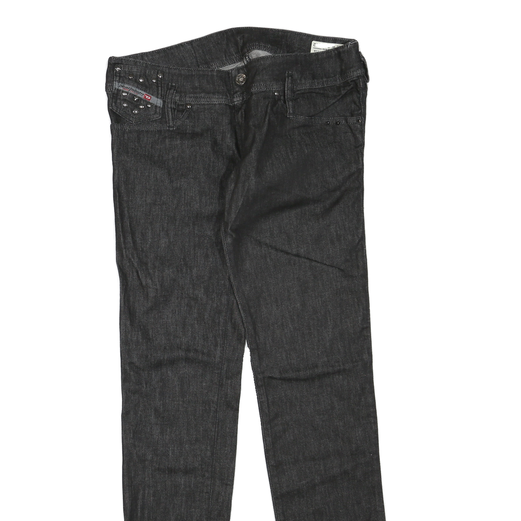 DIESEL Womens Regular Fit Black Denim Jeans Cotton Blend W28 L32 Stylish Zip