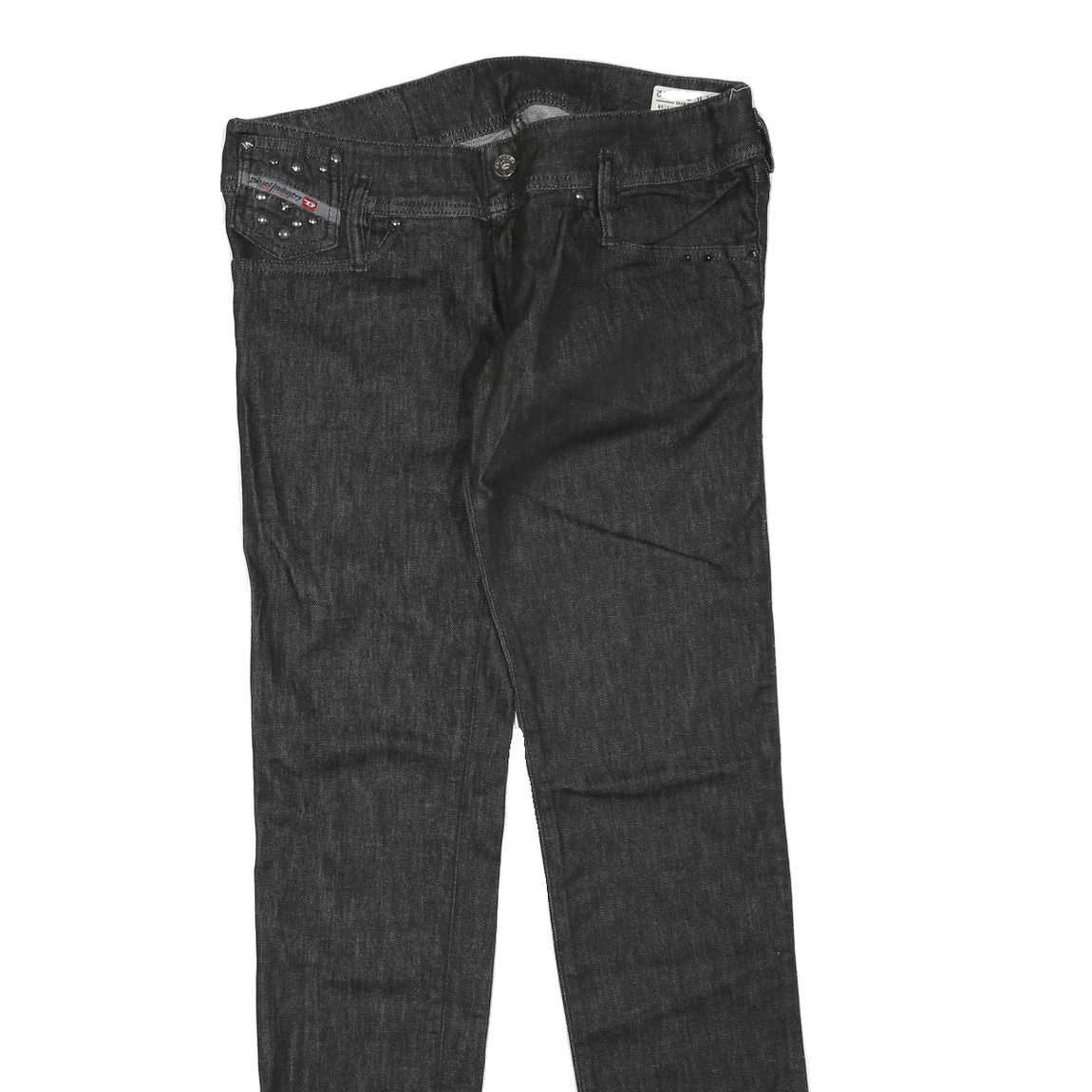 DIESEL Womens Regular Fit Black Denim Jeans Cotton Blend W28 L32 Stylish Zip