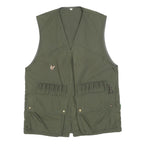 SOMLYS Mens Green Cotton Blend Hunting Vest L Woven Sleeveless Zip Up Outdoor