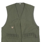 SOMLYS Mens Green Cotton Blend Hunting Vest L Woven Sleeveless Zip Up Outdoor