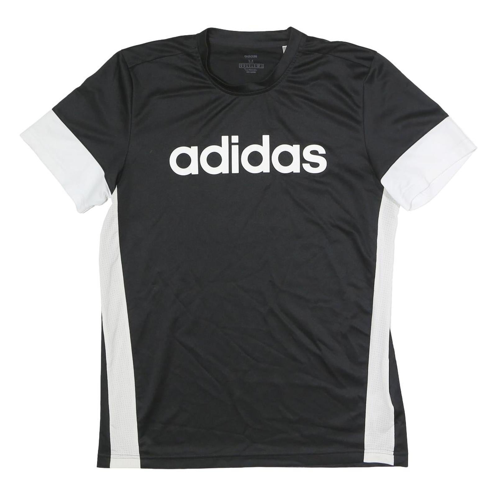 ADIDAS Mens Black & White Logo Graphic T-Shirt M Short Sleeve Crew Neck Athletic