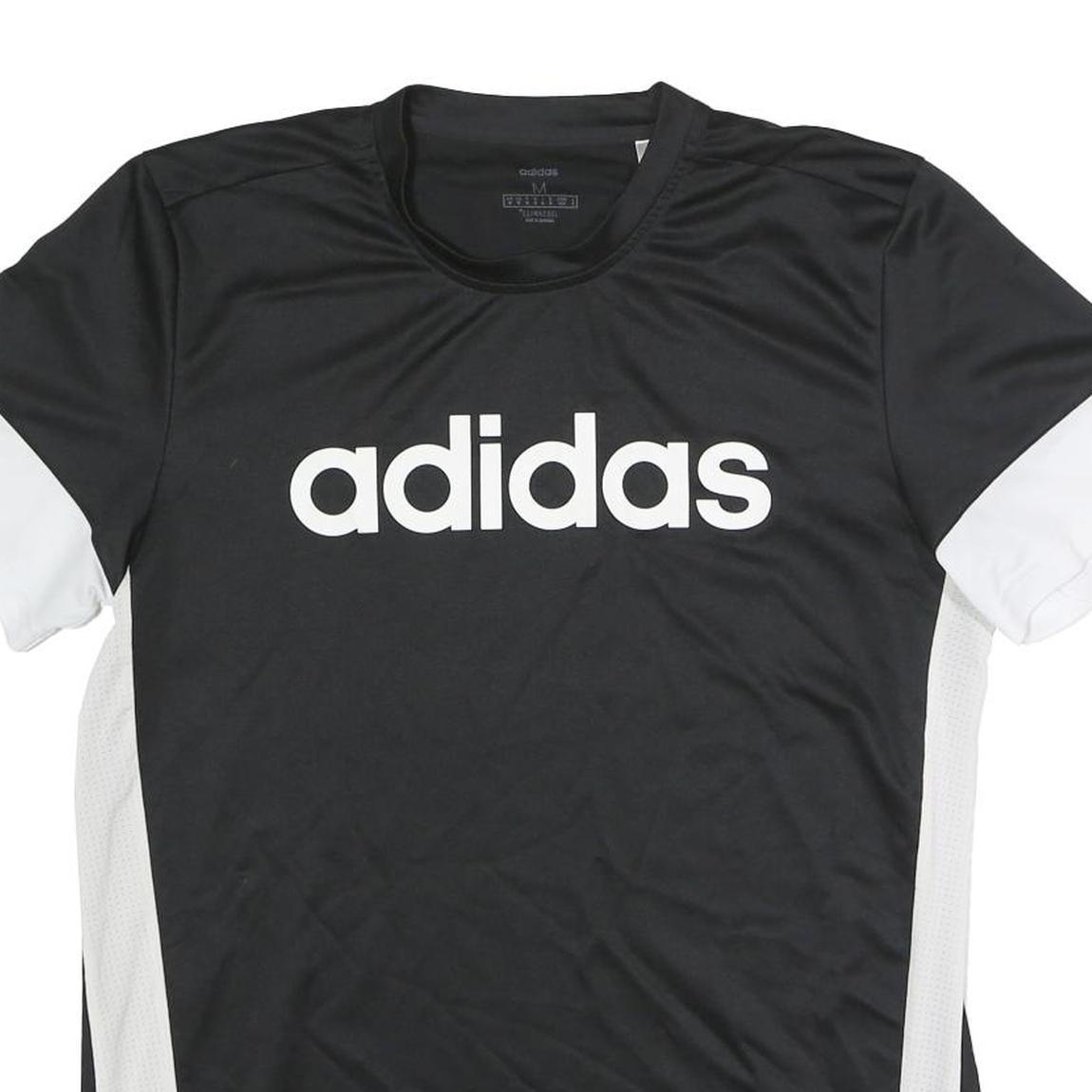 ADIDAS Mens Black & White Logo Graphic T-Shirt M Short Sleeve Crew Neck Athletic