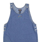 ROUTE 66 Womens Blue Denim Pinafore Dress Cotton Blend Sleeveless L Floral