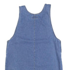 ROUTE 66 Womens Blue Denim Pinafore Dress Cotton Blend Sleeveless L Floral