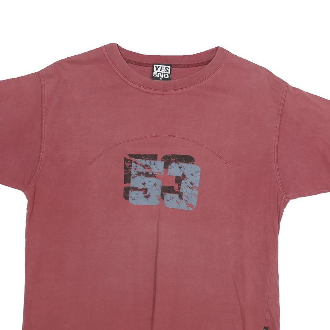 YES OR NO Mens Red Graphic T-Shirt M Short Sleeve Crew Neck Stylish Casual Wear