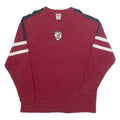 DISNEY Mickey Mouse Badge Mens T-Shirt Maroon 90s USA V-Neck L