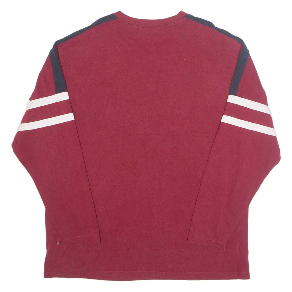 DISNEY Mickey Mouse Badge Mens T-Shirt Maroon 90s USA V-Neck L