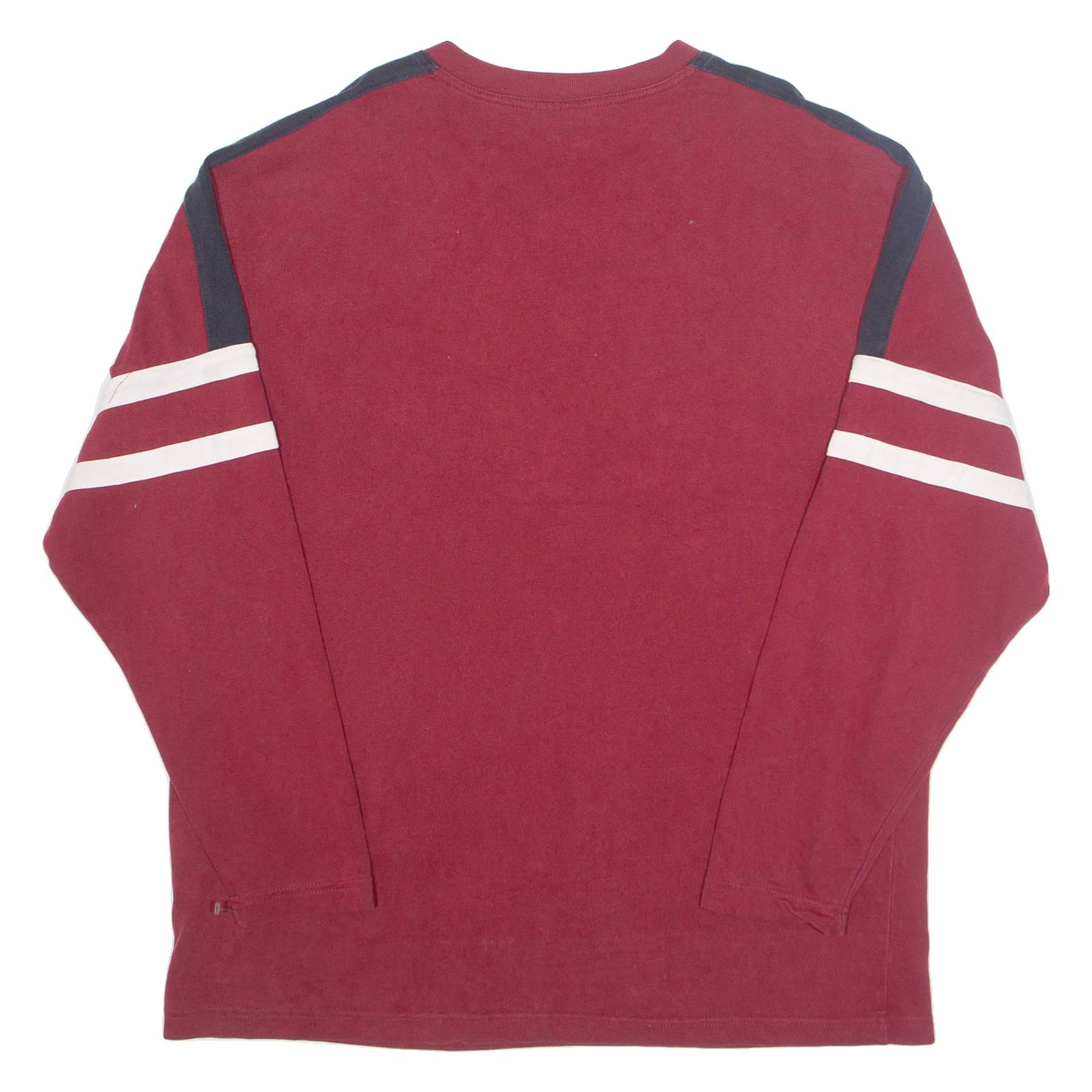 DISNEY Mickey Mouse Badge Mens T-Shirt Maroon 90s USA V-Neck L
