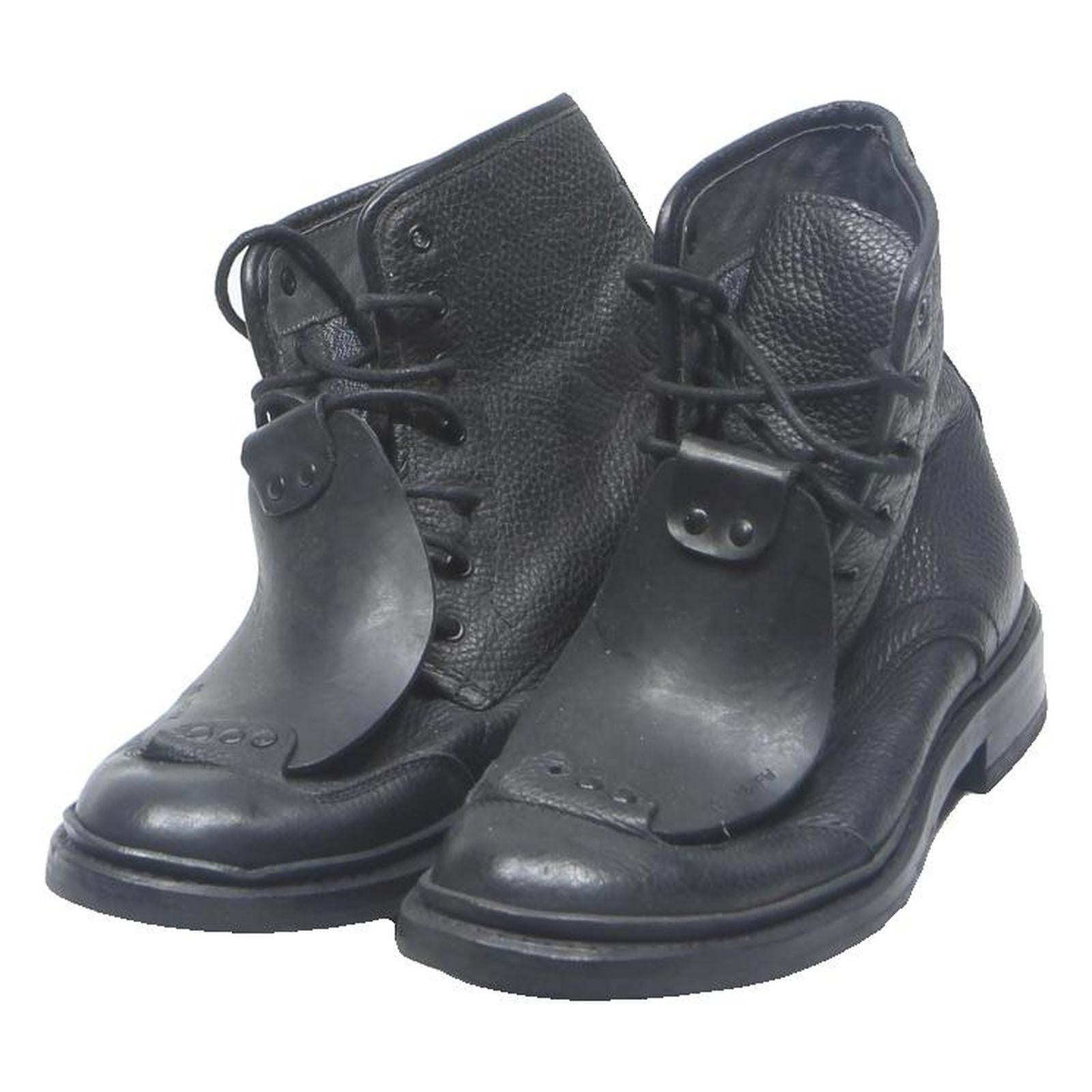G-STAR Womens Leather Lace-Up Boots Black UK 5 Stylish Textured Leather Ankle
