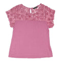 DOROTHY PERKINS Womens Pink Lace Floral Crochet Short Sleeve Round Neck Top UK