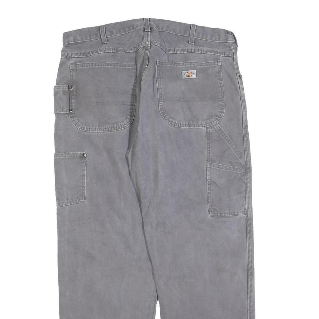 DICKIES Mens Cotton Blend Relaxed Grey W38 L32 Workwear Trousers Zip Closure