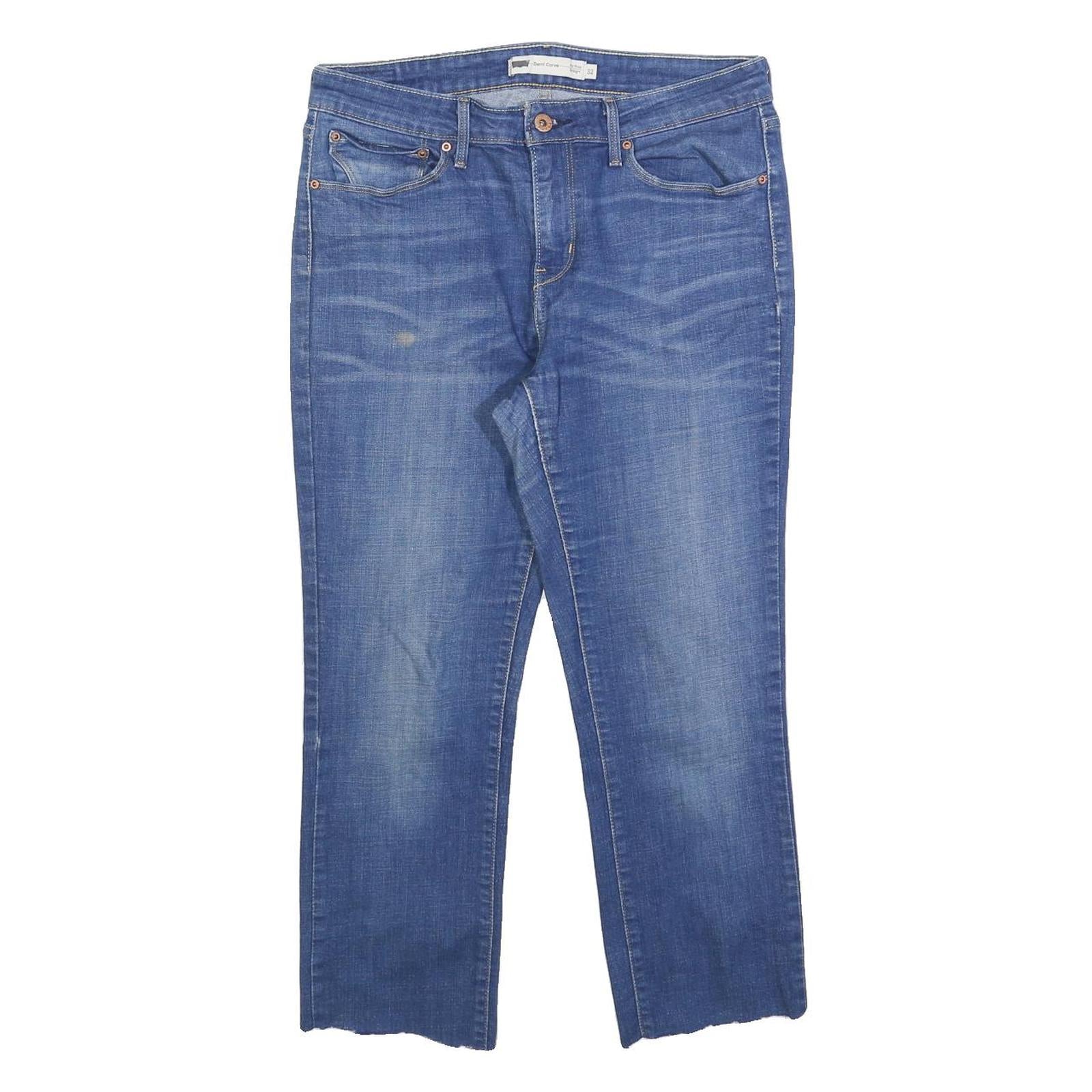 LEVI'S Womens Slim Blue Denim Raw Edge Jeans W32 L24 Classic Cotton Blend