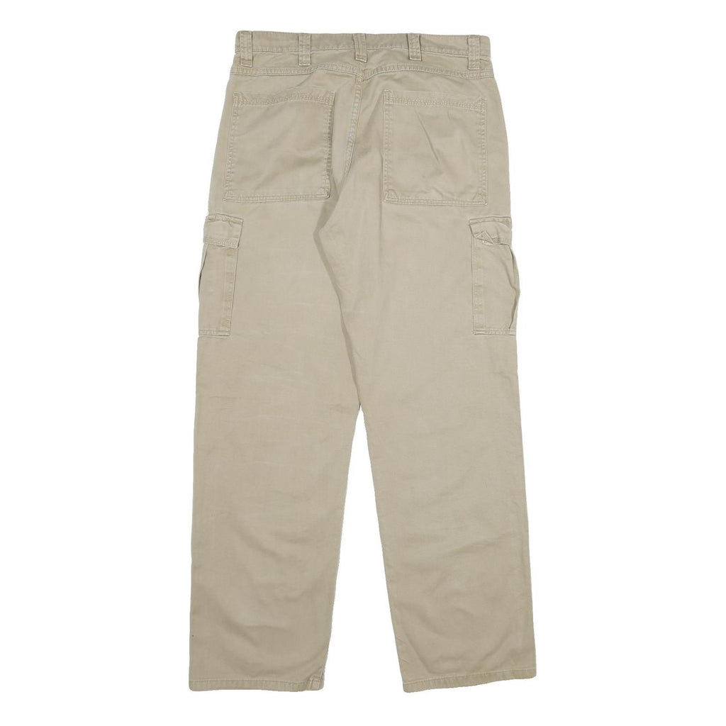 WRANGLER Mens Cotton Beige Regular Cargo Trousers W34 L34 Casual Zip Pocket
