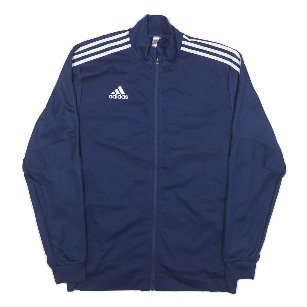 ADIDAS Mens Navy Blue Track Jacket L Polyester Blend Plain Zip Athletic