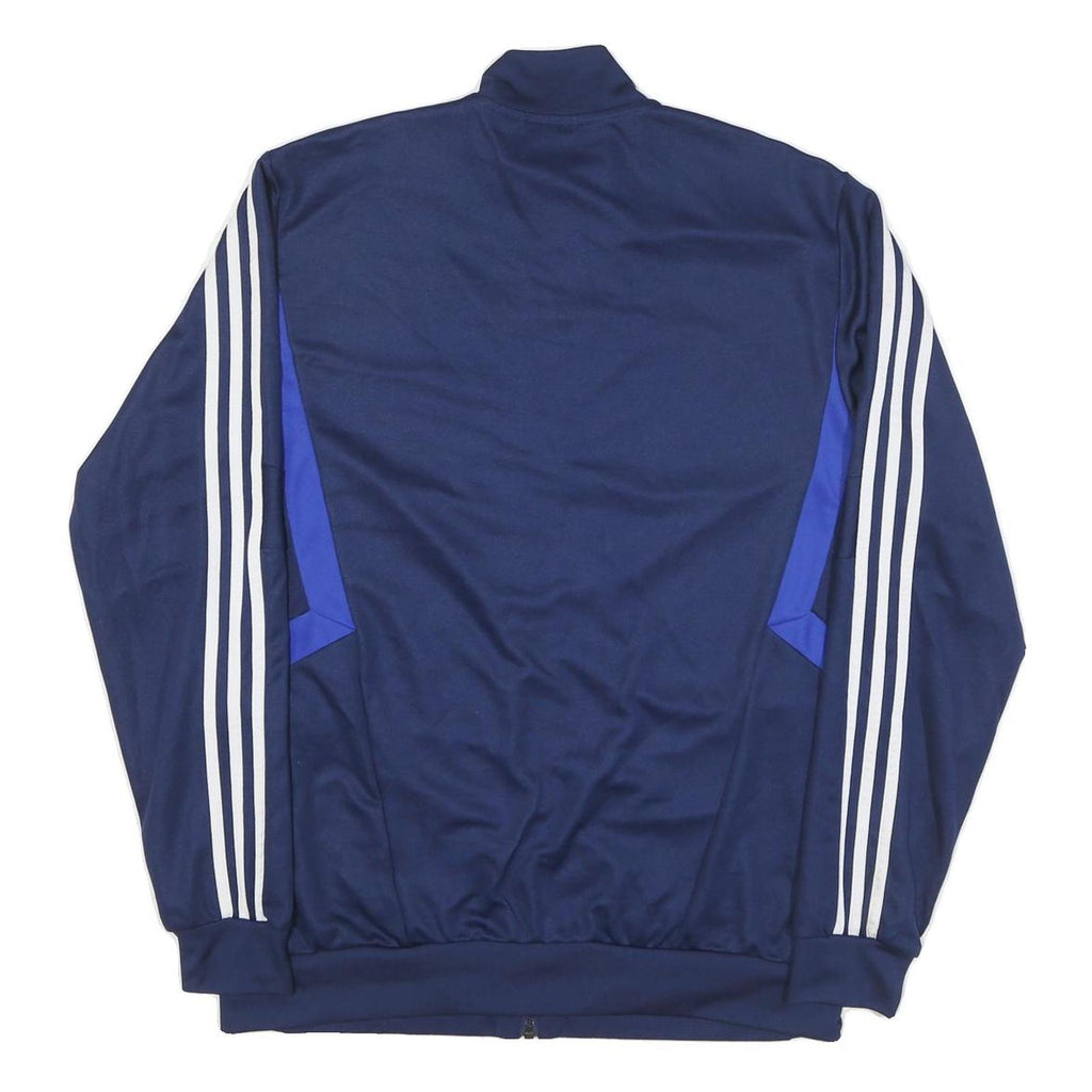 ADIDAS Mens Navy Blue Track Jacket L Polyester Blend Plain Zip Athletic