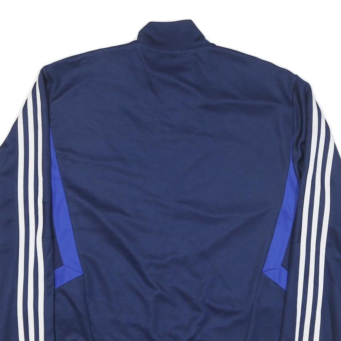 ADIDAS Mens Navy Blue Track Jacket L Polyester Blend Plain Zip Athletic