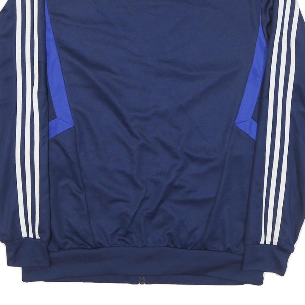 ADIDAS Mens Navy Blue Track Jacket L Polyester Blend Plain Zip Athletic