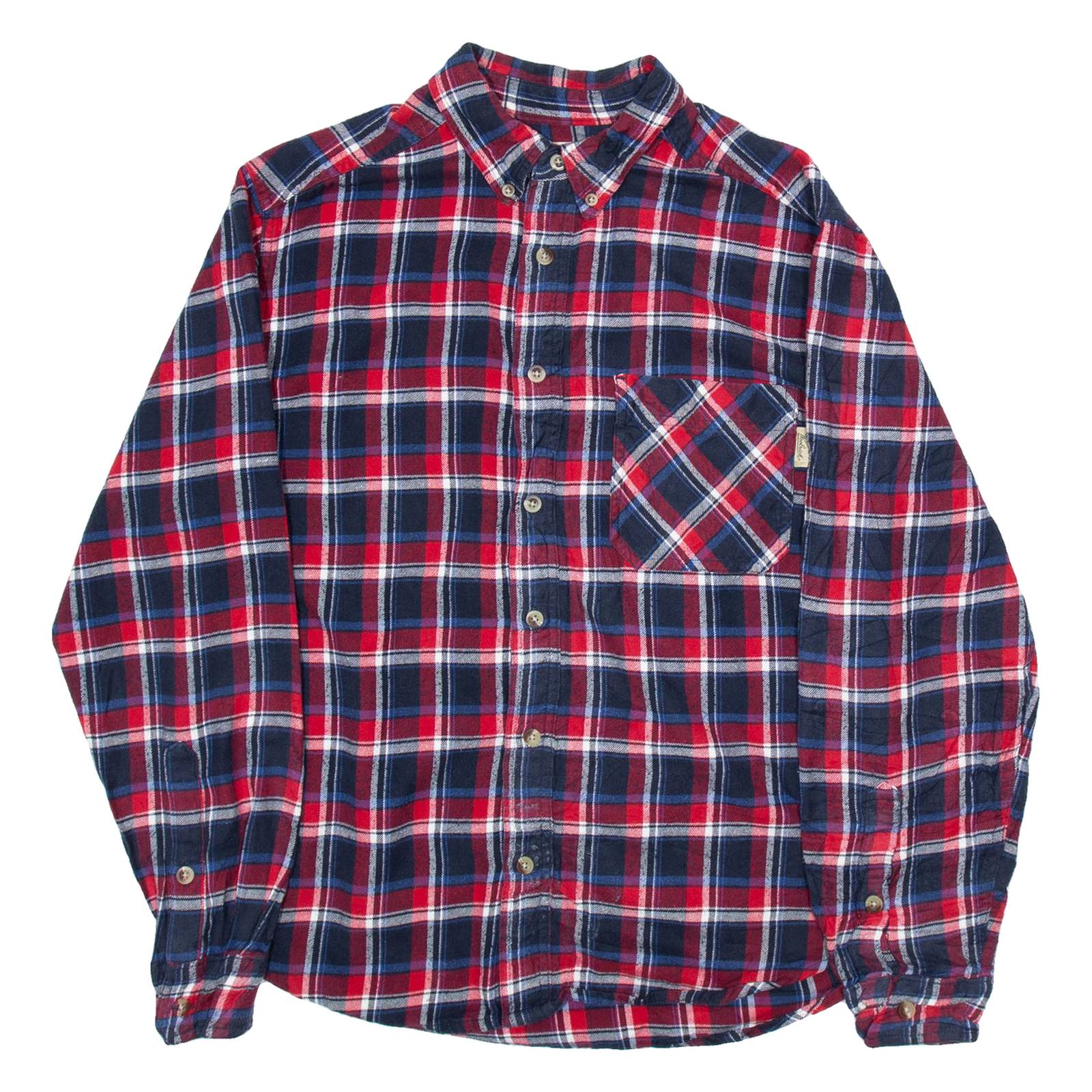 WOOLRICH Mens Flannel Shirt Red Check Long Sleeve L