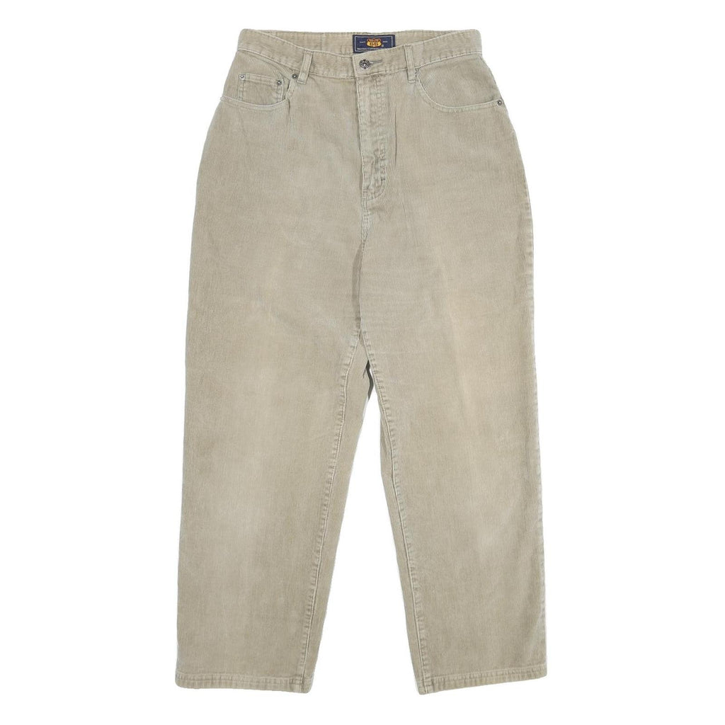 ROUTE 66 Womens Cotton Beige Regular Straight Trousers W30 L27 Classic Zip