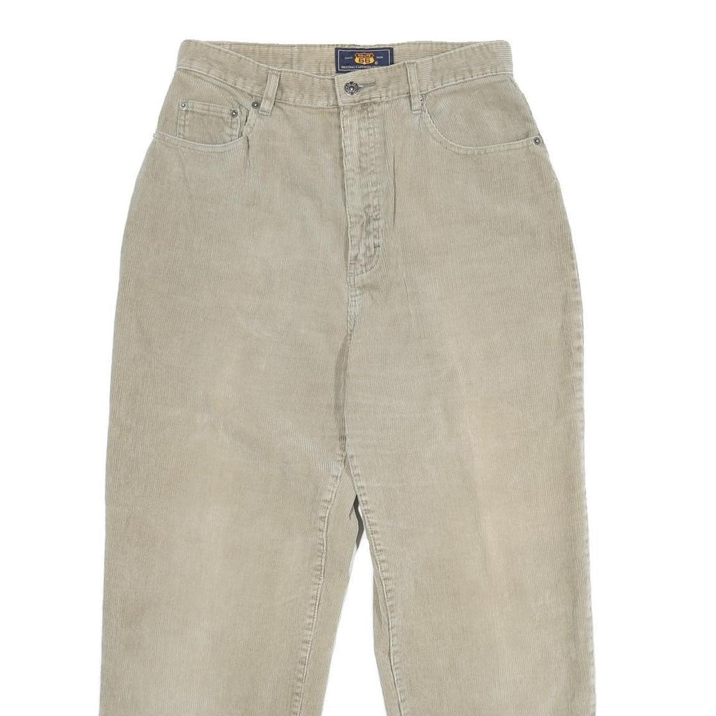 ROUTE 66 Womens Cotton Beige Regular Straight Trousers W30 L27 Classic Zip