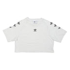 ADIDAS ORIGINALS Womens White Graphic Crop T-Shirt S Short Sleeve Crew Neck
