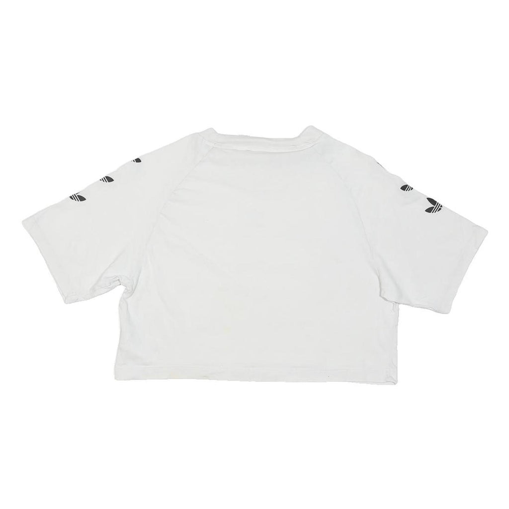 ADIDAS ORIGINALS Womens White Graphic Crop T-Shirt S Short Sleeve Crew Neck