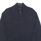 NAUTICA Mens Navy Plain Cotton Blend Pullover Jumper M Casual Quarter Zip