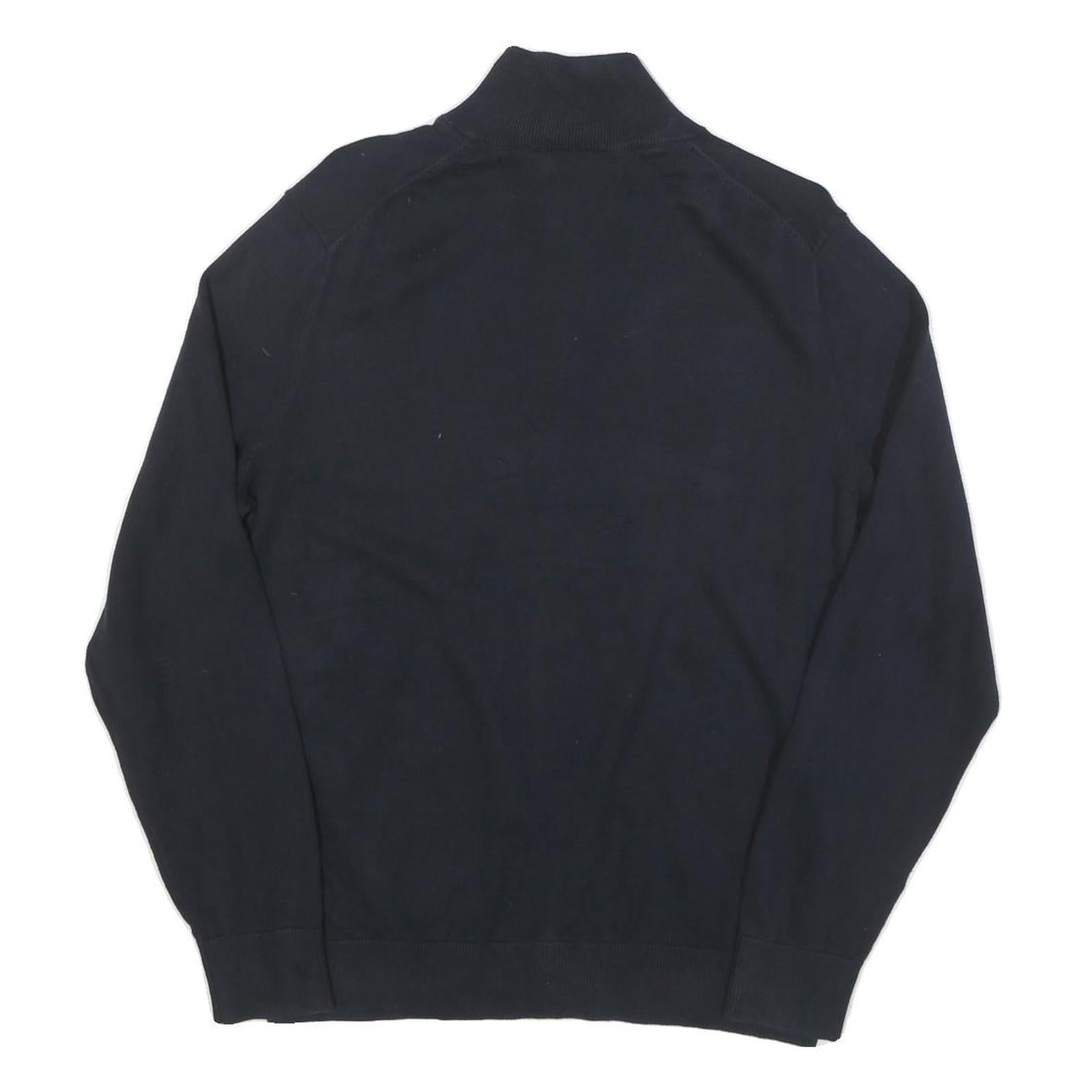 NAUTICA Mens Navy Plain Cotton Blend Pullover Jumper M Casual Quarter Zip