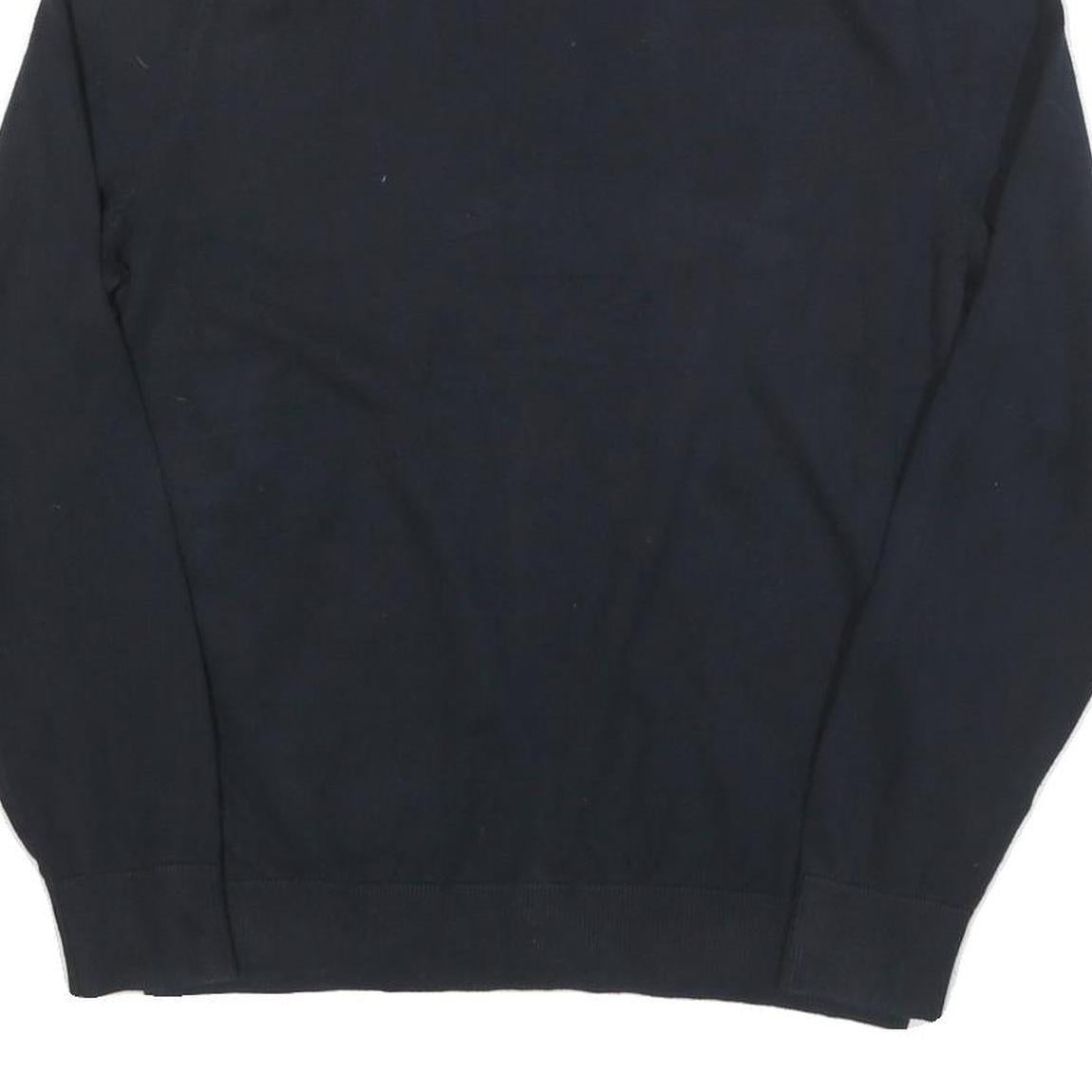 NAUTICA Mens Navy Plain Cotton Blend Pullover Jumper M Casual Quarter Zip