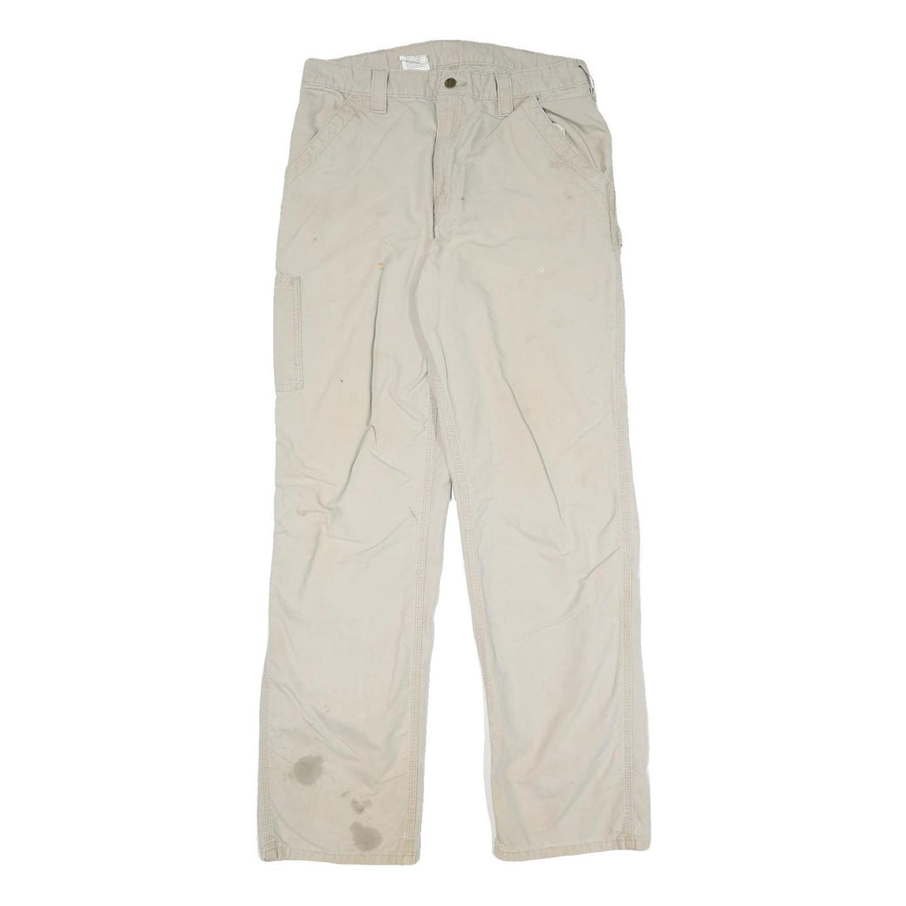 CARHARTT Mens Beige Cotton Blend Regular Fit Straight Leg Trousers W32 L33