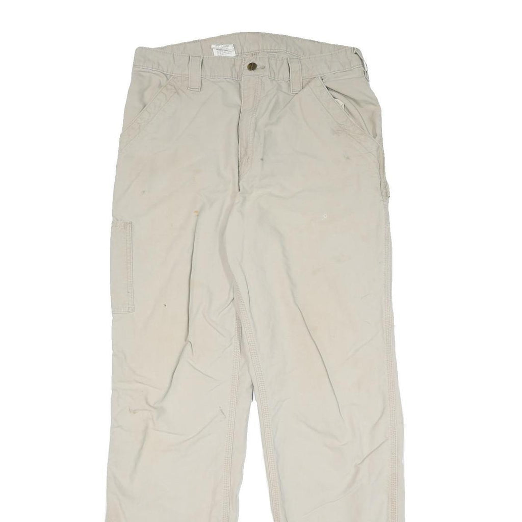 CARHARTT Mens Beige Cotton Blend Regular Fit Straight Leg Trousers W32 L33