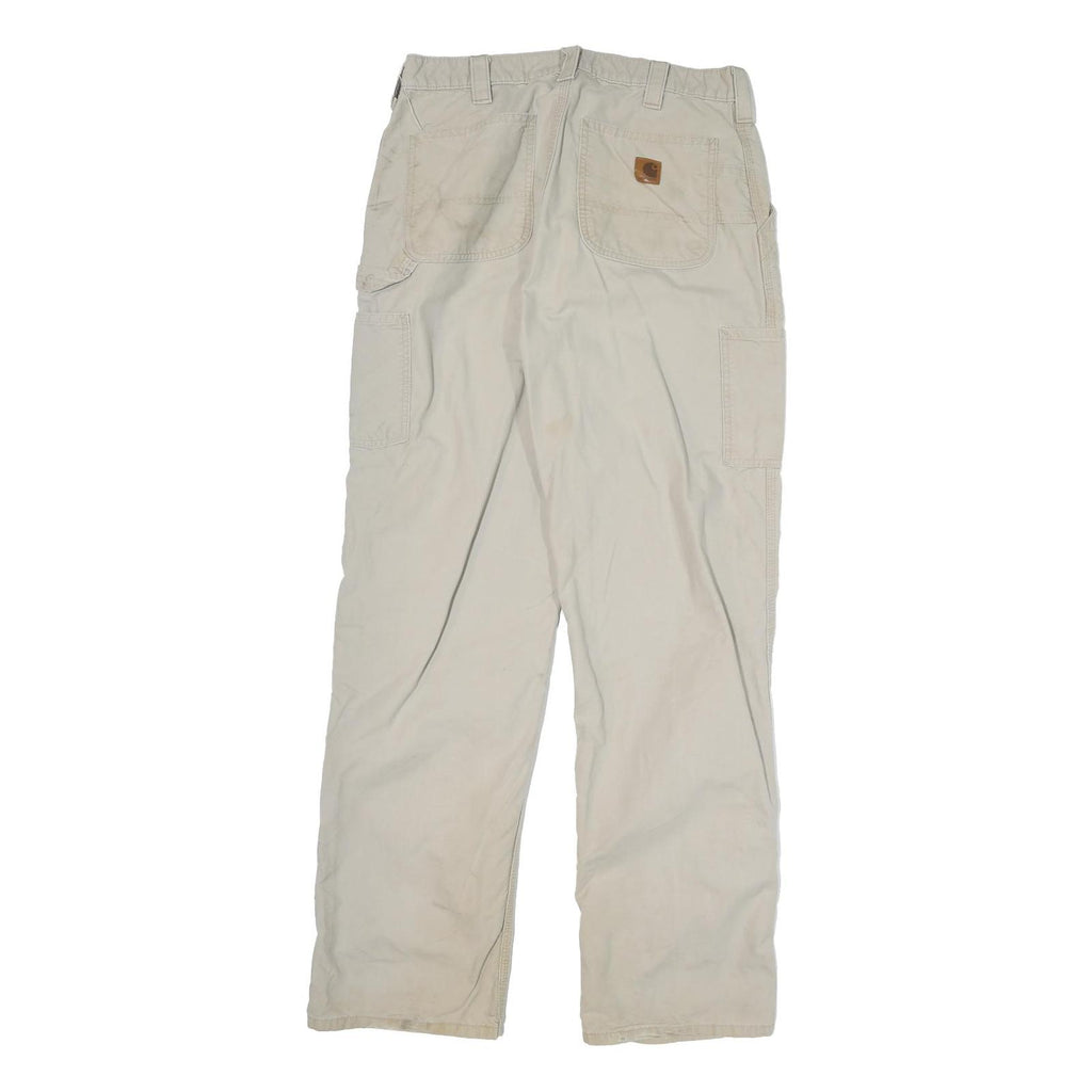 CARHARTT Mens Beige Cotton Blend Regular Fit Straight Leg Trousers W32 L33