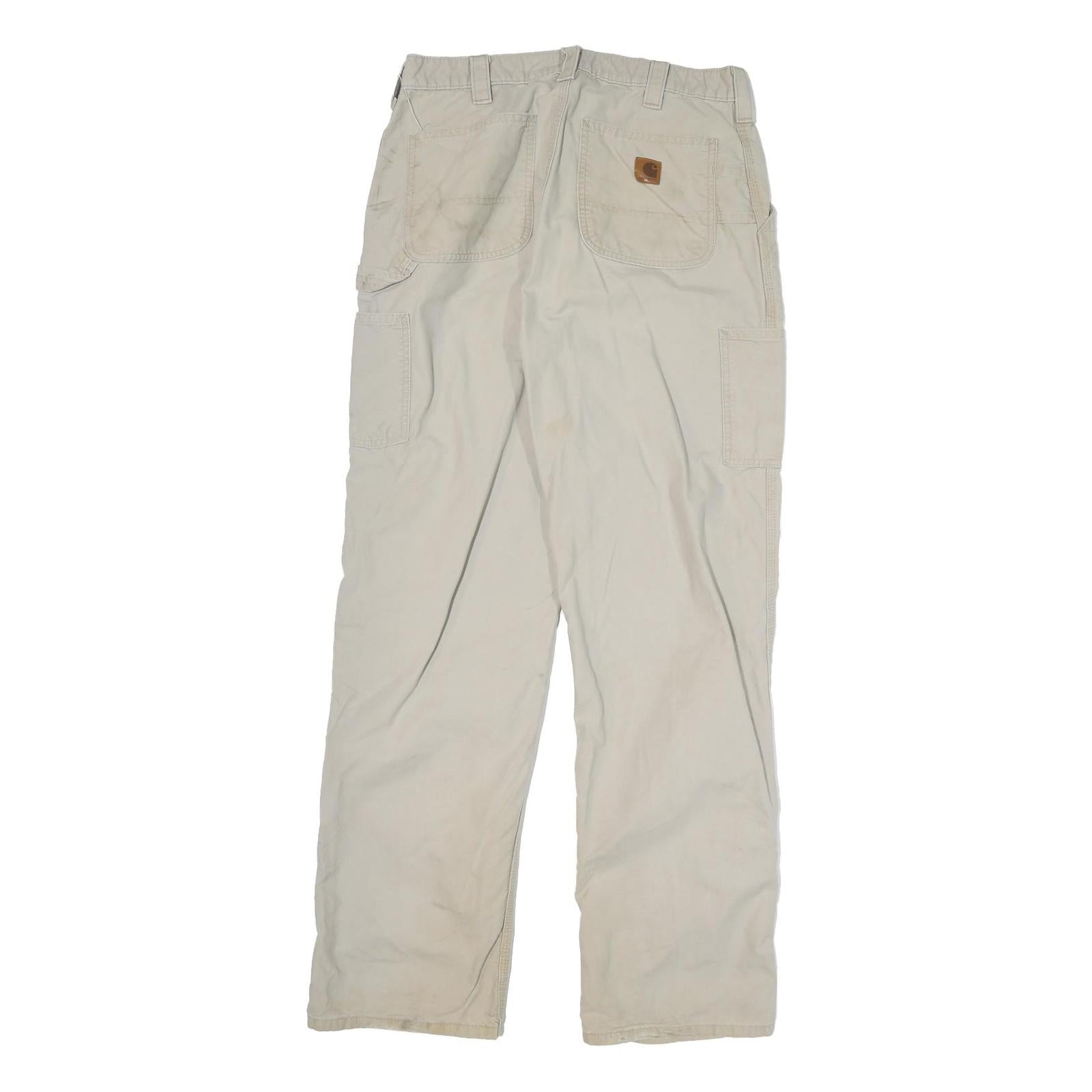 CARHARTT Mens Beige Cotton Blend Regular Fit Straight Leg Trousers W32 L33