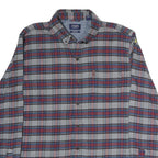 CHAPS Mens Grey & Red Checked Cotton Shirt L Button-Down Casual Long Sleeve