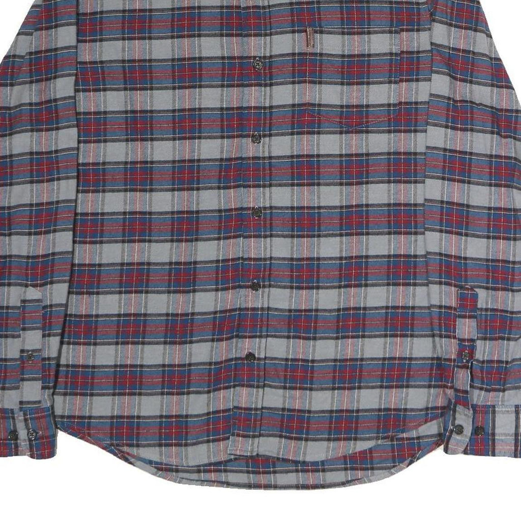 CHAPS Mens Grey & Red Checked Cotton Shirt L Button-Down Casual Long Sleeve