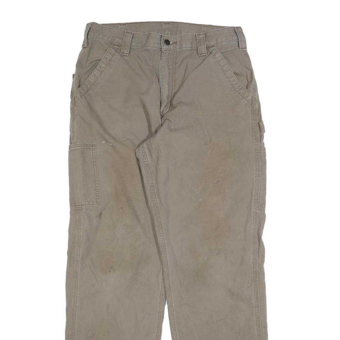 CARHARTT Mens Cotton Blend Beige Loose Straight Trousers W34 L34 Workwear Zip