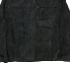 LEATHER WORKS Womens Black Leather Jacket XL Suede Zip Retro Classic Outerwear