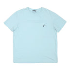 NAUTICA Mens Light Blue Classic Cotton Blend Crew Neck T-Shirt L Casual Wear