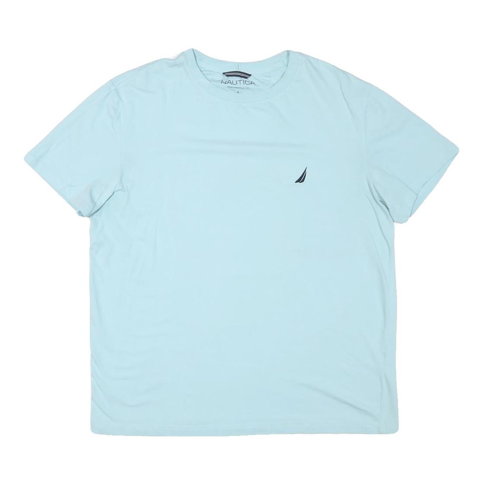 NAUTICA Mens Light Blue Classic Cotton Blend Crew Neck T-Shirt L Casual Wear